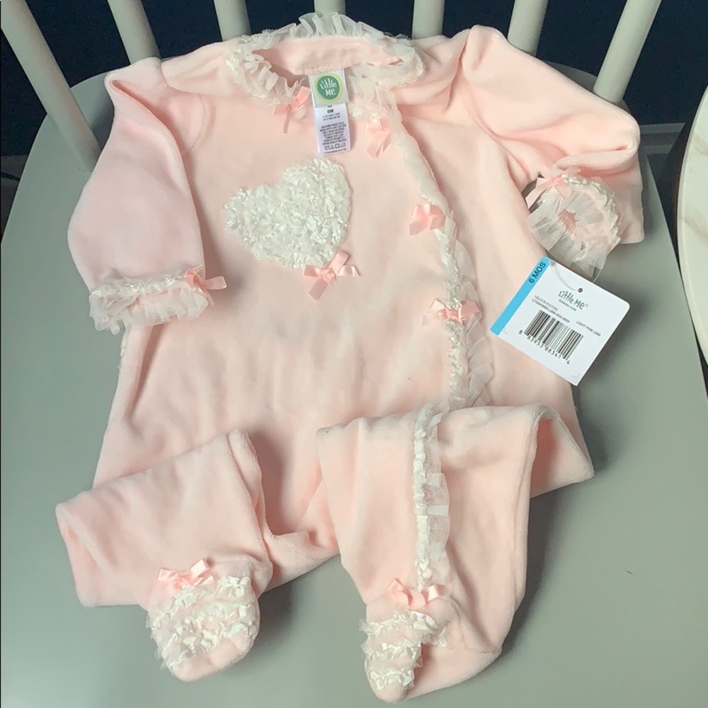 Little Me pink Velour Footie- NWT 6 months